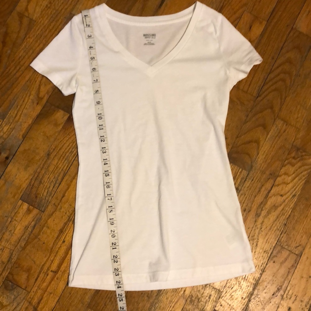 White V-Neck Fitted T-Shirt XS